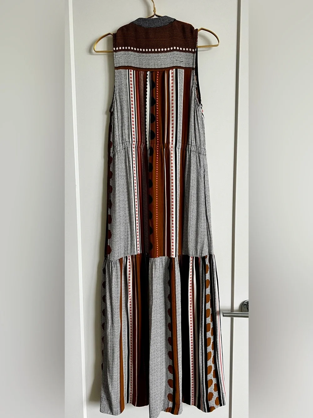 Maeve Anthropologie Alondra Maxi Dress 2P Boho Stripe Tiered Pockets Petite NWOT - Picture 12 of 16